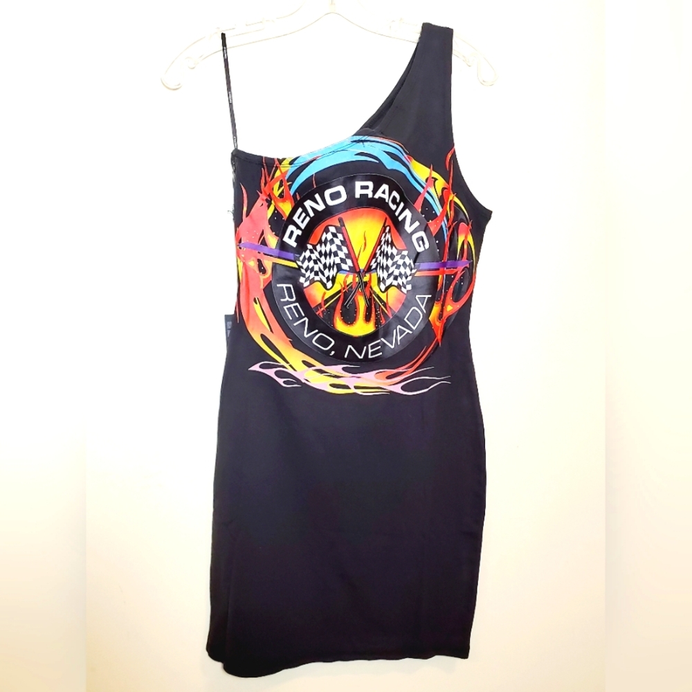 Forever 21 Reno Racing One Shoulder Bodycon Dress Size Medium - Picture 4 of 5